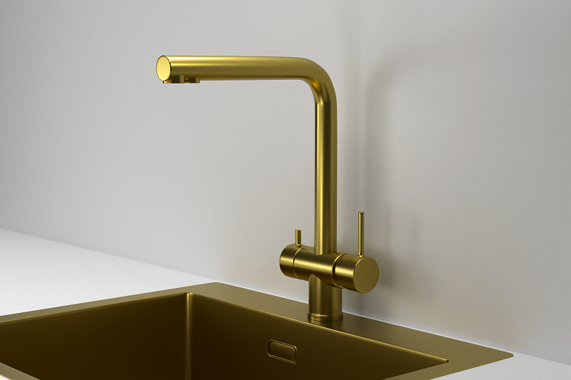 Смеситель для кухни Granula Kitchen Space 7011 золото сатин, подключение к фильтру